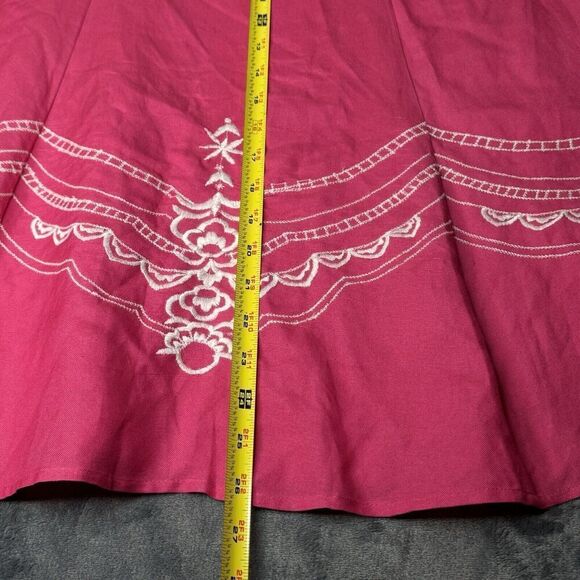 Retro Sz 10 Y2K Hot Pink Prairie Floral Cottage Core Flowy Skirt A Bell Lined - Picture 11 of 13